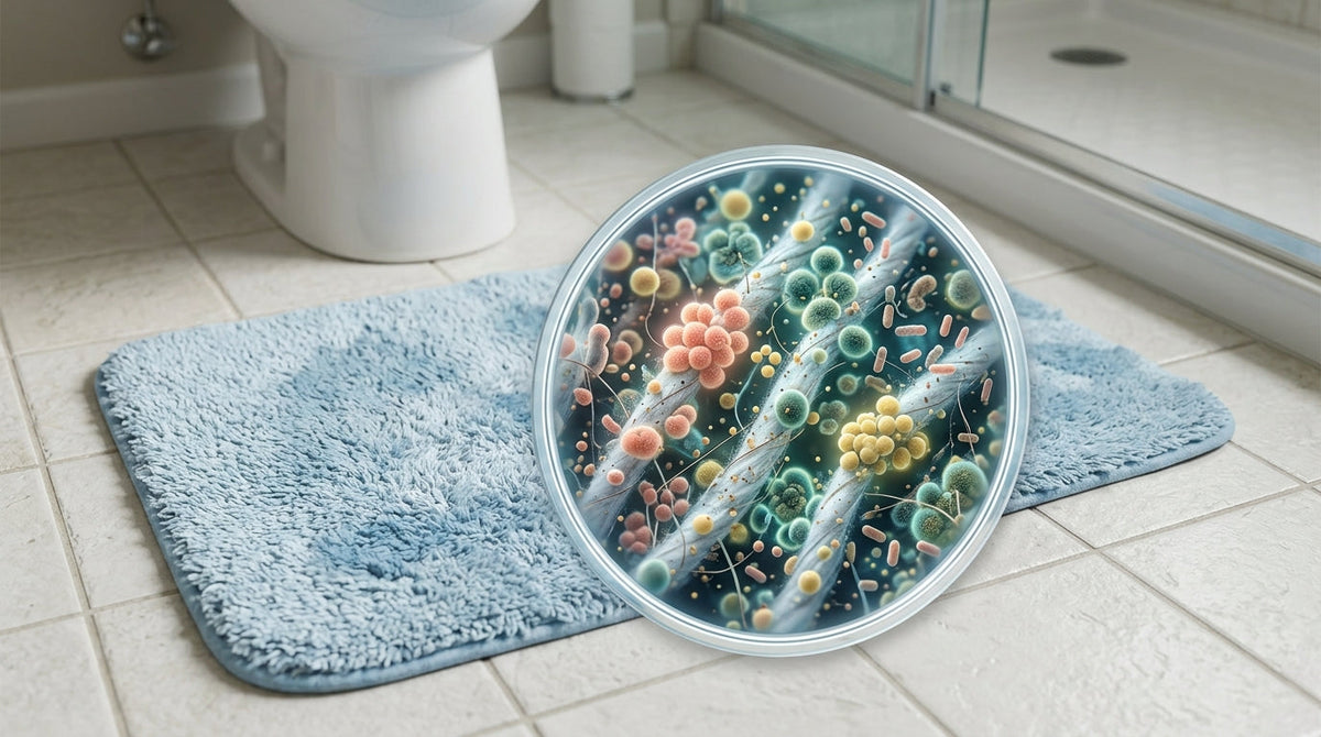 Comparaison de l'humidité entre un tapis de bain textile et un tapis en pierre de diatomée